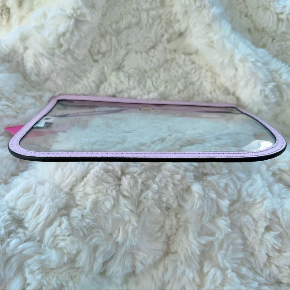Kate Spade Jae Clear Slim Cosmetic Bag with Serendipity Pink Leather Trim